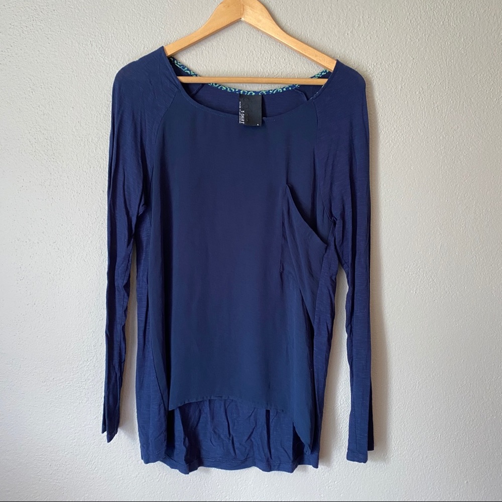 Navy sheer anthro top